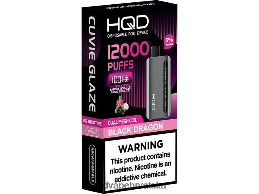HQD CUVIE GLAZE jednokratni vape 12000 crni Zmaj 82486Z132 | HQD VAPE HRVATSKA