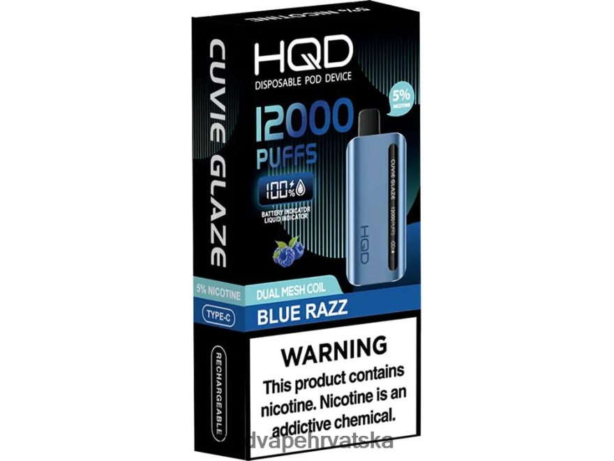 HQD CUVIE GLAZE jednokratni vape 12000 plavi razz 82486Z137 | HQD VAPE FOR SALE
